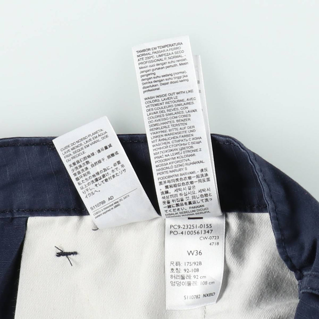 Levi's ripstop cargo shorts, men's size W37 (approx.) cotton navy blue type Vintage Second Hand