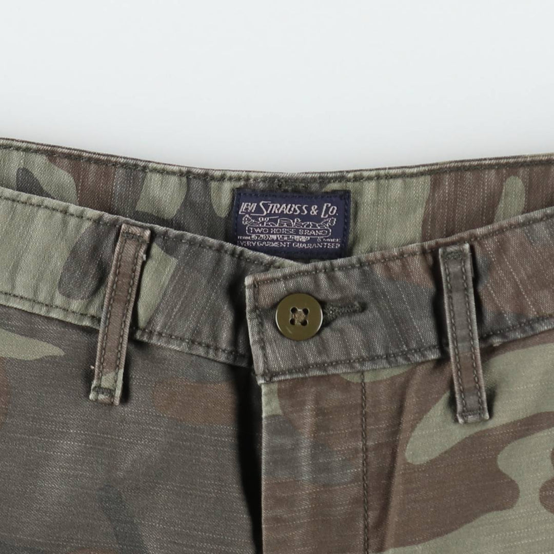 Levi's Camouflage Pattern Woodland Camo Cargo Shorts, Men's Size W35 (approx.) cotton Khaki type Vintage Second Hand