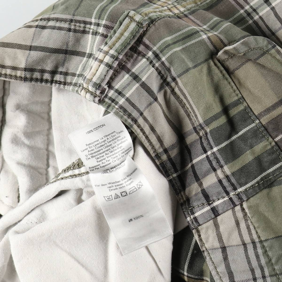 Eddie Bauer Check Pattern Cargo Shorts (Men's W35 equivalent) cotton Khaki type Vintage Second Hand