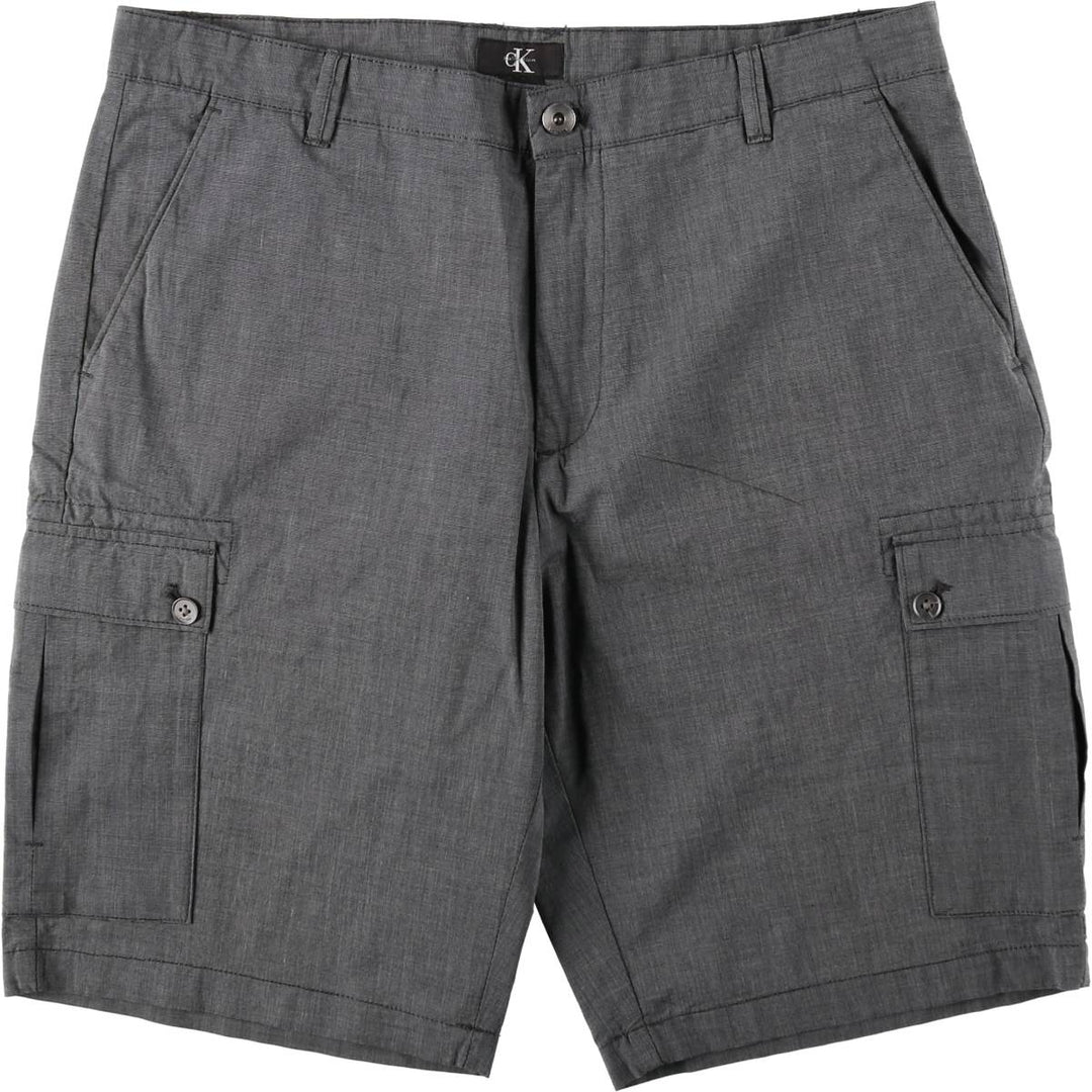 90s-00'S Calvin Klein Chambray Cargo Shorts, Men's Size W37 (approx.), Vintage cotton gray type Vintage Second Hand