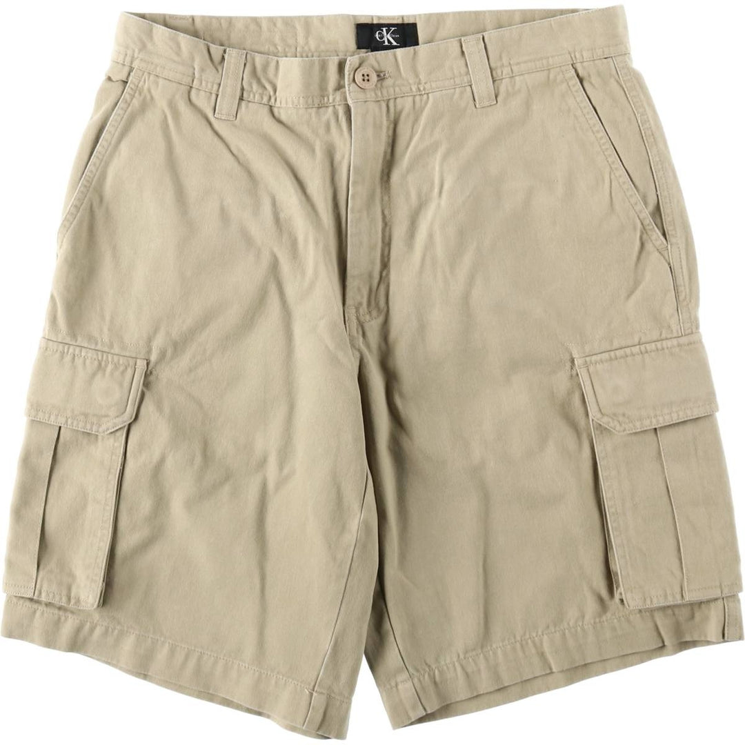 90s-00'S Calvin Klein cargo shorts, men's size W33 (approx.), vintage. cotton Beige type Vintage Second Hand