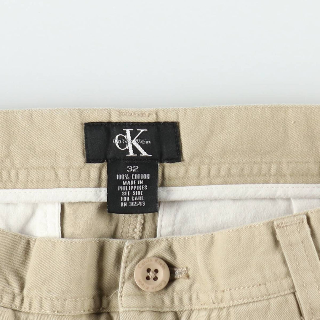 90s-00'S Calvin Klein cargo shorts, men's size W33 (approx.), vintage. cotton Beige type Vintage Second Hand
