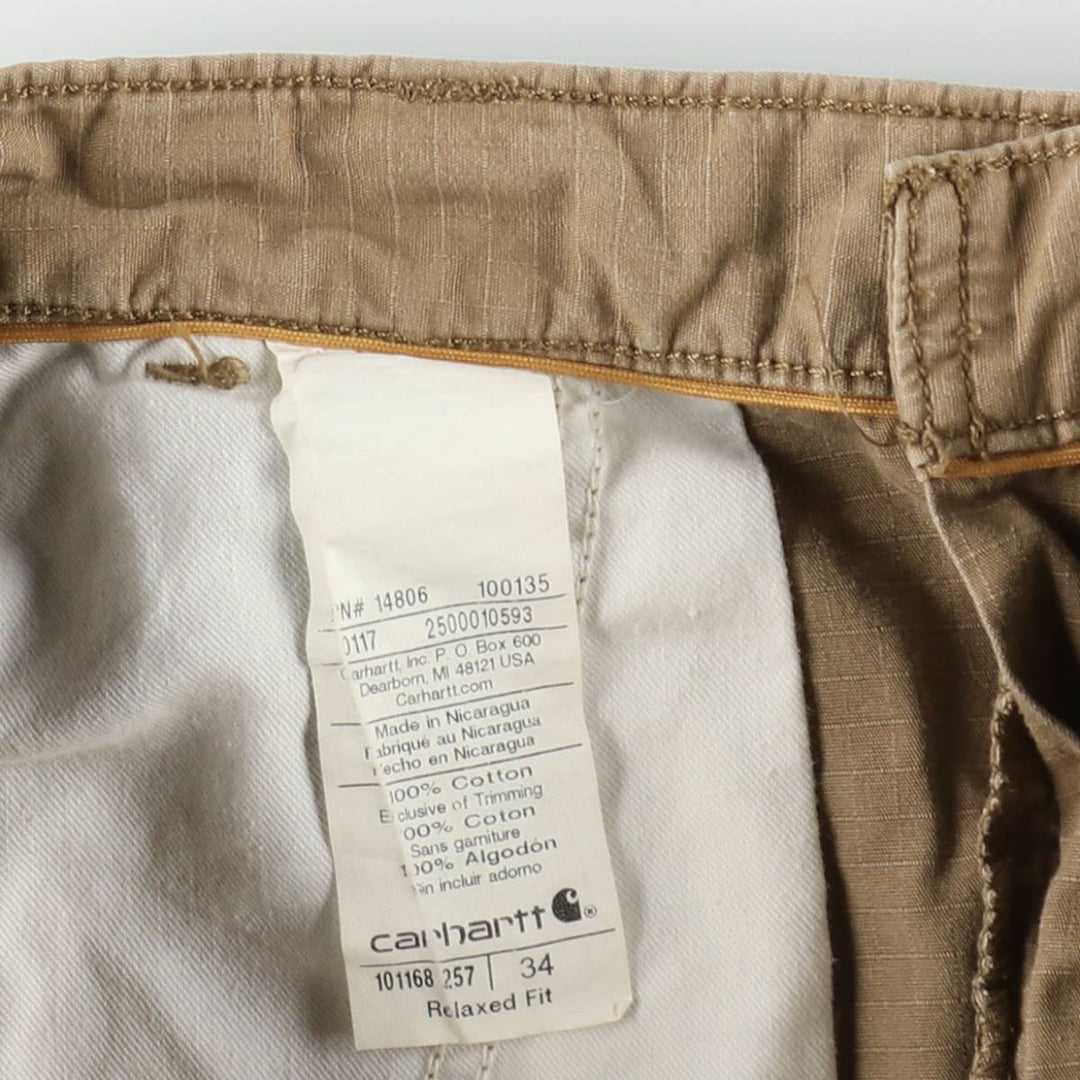 Carhartt Relaxed Fit Force Ripstop Cargo Shorts (Men's, equivalent to size W34) cotton brown type Vintage Second Hand