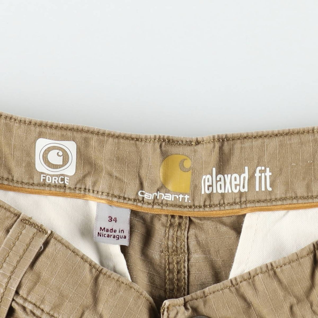 Carhartt Relaxed Fit Force Ripstop Cargo Shorts (Men's, equivalent to size W34) cotton brown type Vintage Second Hand