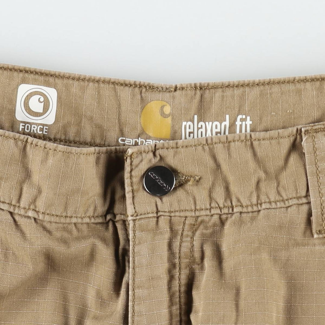 Carhartt Relaxed Fit Force Ripstop Cargo Shorts (Men's, equivalent to size W34) cotton brown type Vintage Second Hand
