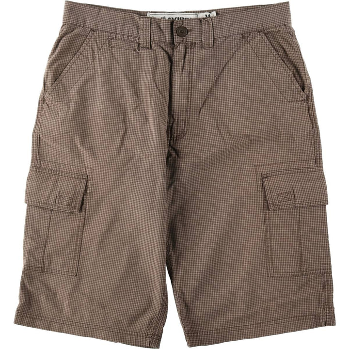 AVIREX Check Pattern Cargo Shorts, Men's W35 (approx.) cotton brown type Vintage Second Hand