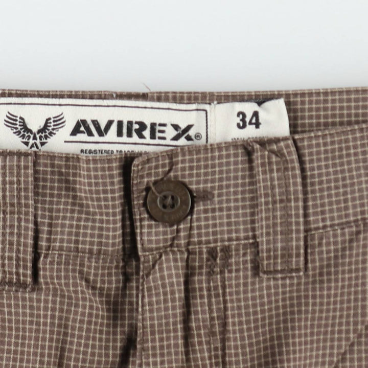 AVIREX Check Pattern Cargo Shorts, Men's W35 (approx.) cotton brown type Vintage Second Hand