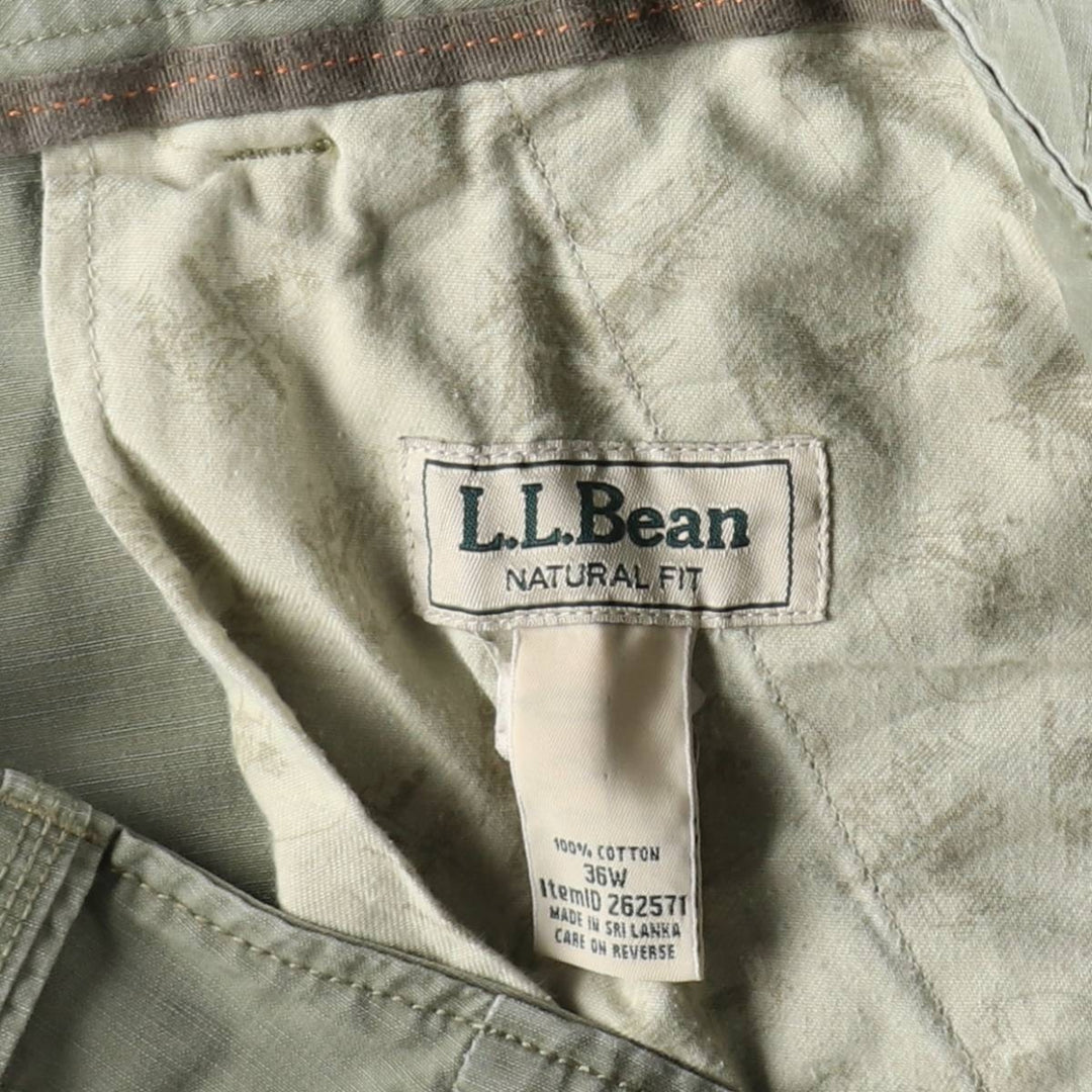 90s-00'S LLBean Natural Fit Cargo Shorts, Men's W36 (approx.), Vintage cotton Khaki type sage green Vintage Second Hand