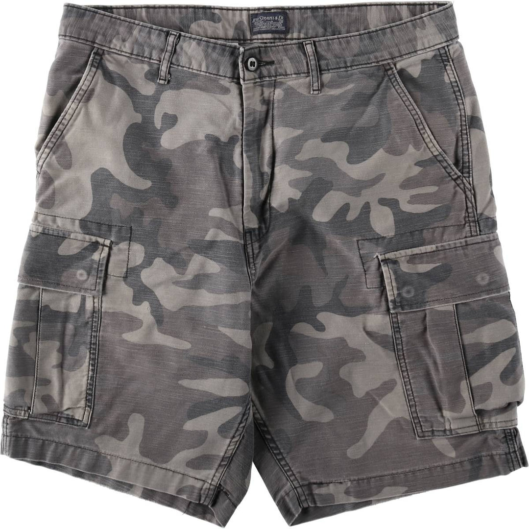 Levi's camouflage pattern cargo shorts, men's size W36 (approx.) cotton gray type Vintage Second Hand