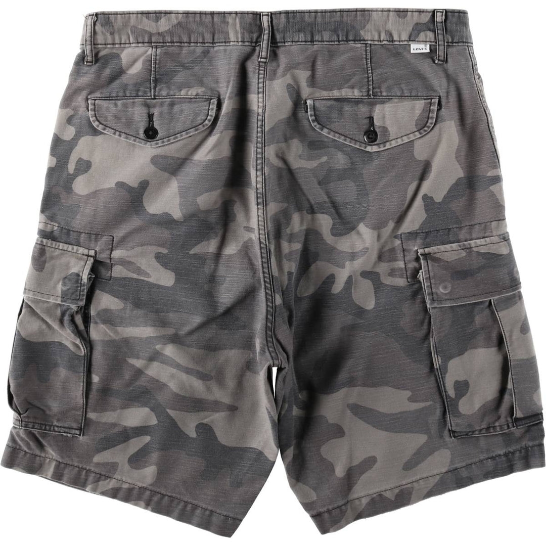 Levi's camouflage pattern cargo shorts, men's size W36 (approx.) cotton gray type Vintage Second Hand