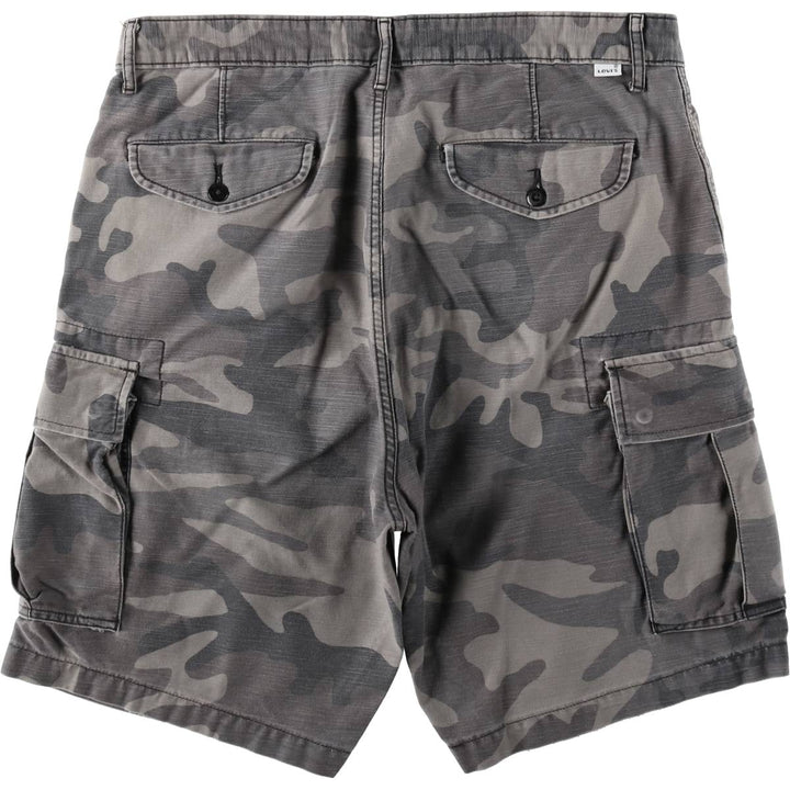 Levi's camouflage pattern cargo shorts, men's size W36 (approx.) cotton gray type Vintage Second Hand