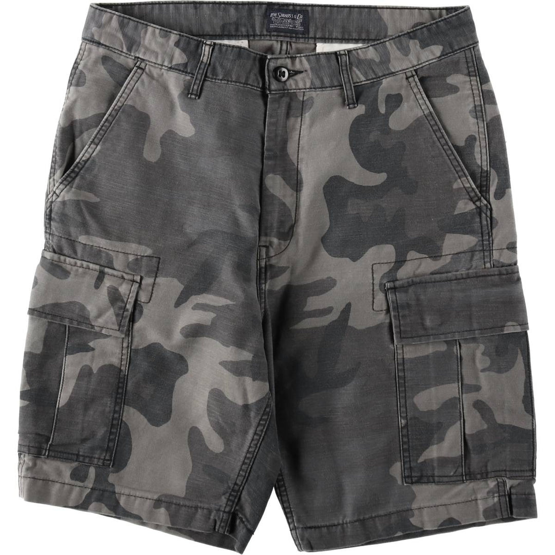 Levi's camouflage pattern cargo shorts, men's size W33 (approx.) cotton gray type Vintage Second Hand