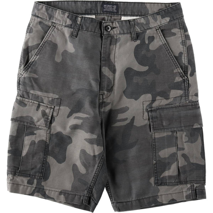 Levi's camouflage pattern cargo shorts, men's size W33 (approx.) cotton gray type Vintage Second Hand
