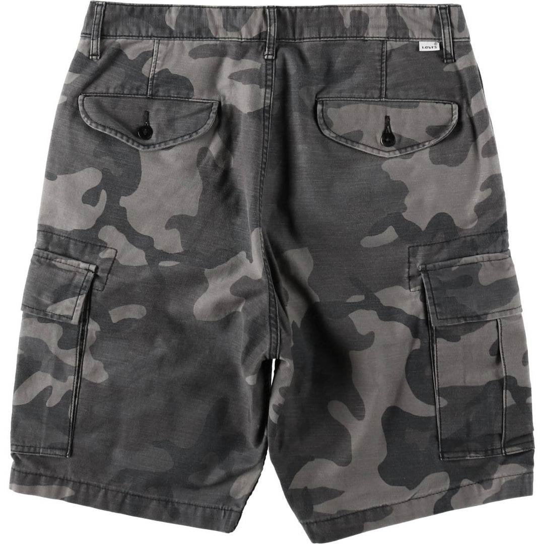 Levi's camouflage pattern cargo shorts, men's size W33 (approx.) cotton gray type Vintage Second Hand