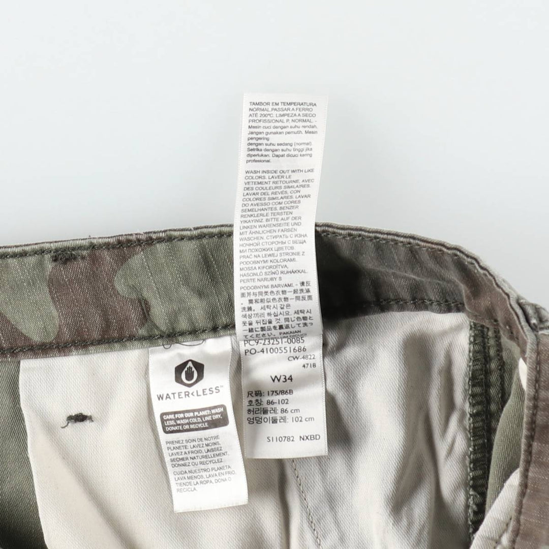 Levi's camouflage pattern cargo shorts, men's size W36 (approx.) cotton Khaki type Vintage Second Hand