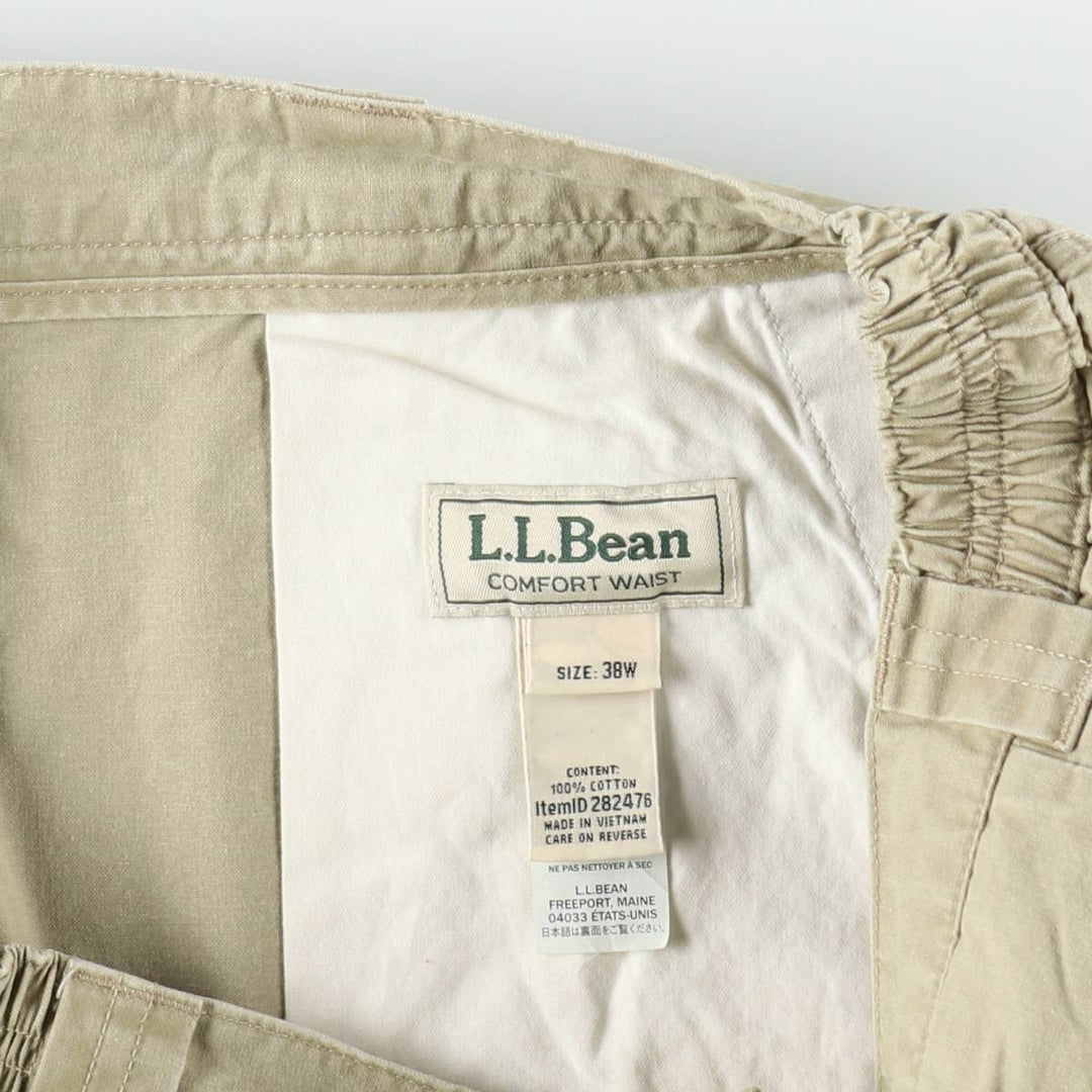 90s-00'S LLBean Cargo Shorts, Men's Size W37 (approx.), Vintage cotton Beige type Vintage Second Hand