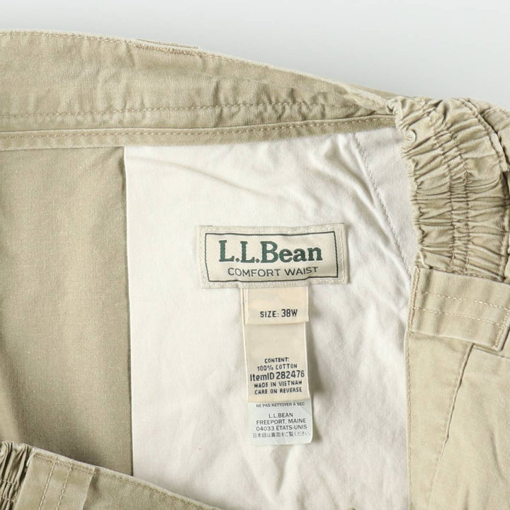 90s-00'S LLBean Cargo Shorts, Men's Size W37 (approx.), Vintage cotton Beige type Vintage Second Hand