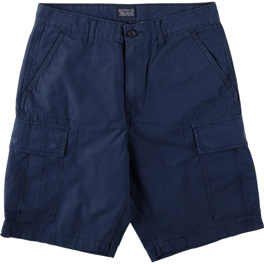 Levi's cargo shorts, men's size W32 (approx.) cotton navy blue type Vintage Second Hand