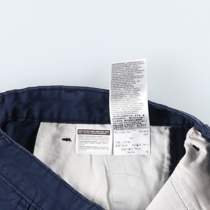 Levi's cargo shorts, men's size W32 (approx.) cotton navy blue type Vintage Second Hand