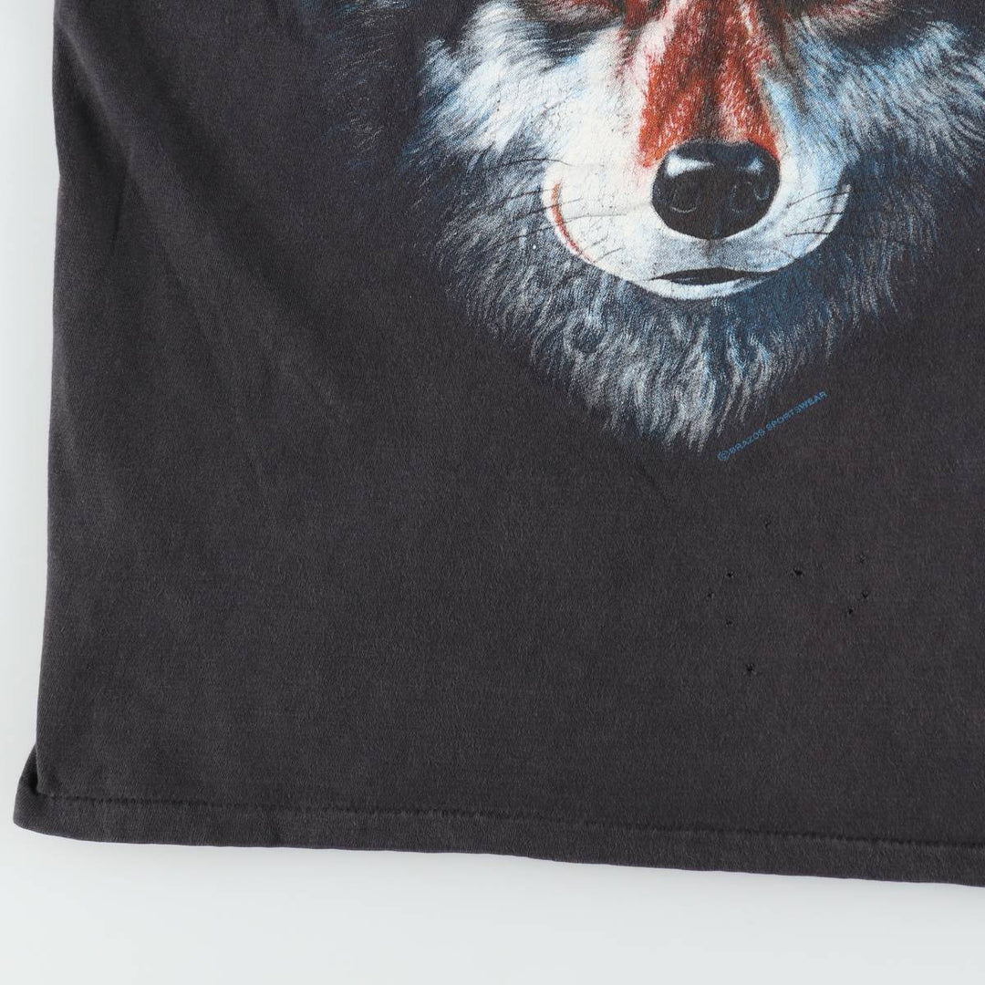 90'S Tee-Paradise Wolf Pattern Animal T-Shirt, Men's XL equivalent, Vintage cotton black type Vintage Second Hand
