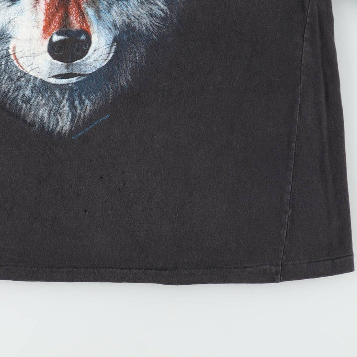 90'S Tee-Paradise Wolf Pattern Animal T-Shirt, Men's XL equivalent, Vintage cotton black type Vintage Second Hand