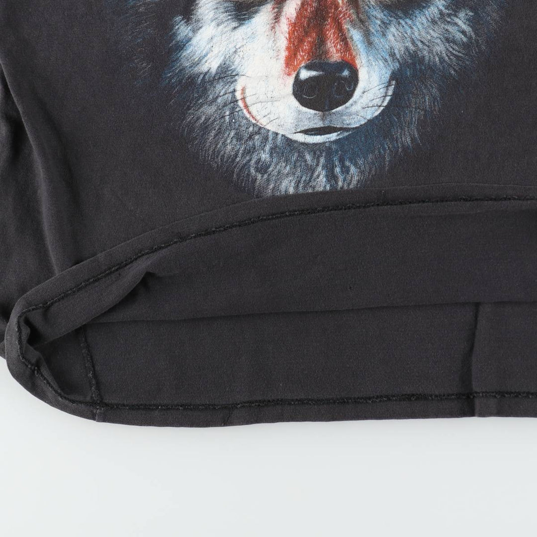 90'S Tee-Paradise Wolf Pattern Animal T-Shirt, Men's XL equivalent, Vintage cotton black type Vintage Second Hand