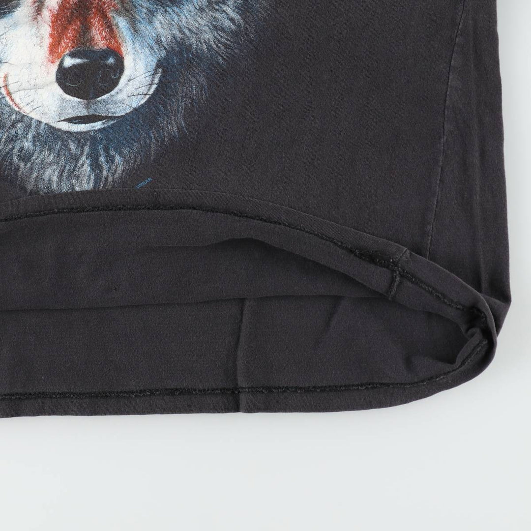 90'S Tee-Paradise Wolf Pattern Animal T-Shirt, Men's XL equivalent, Vintage cotton black type Vintage Second Hand