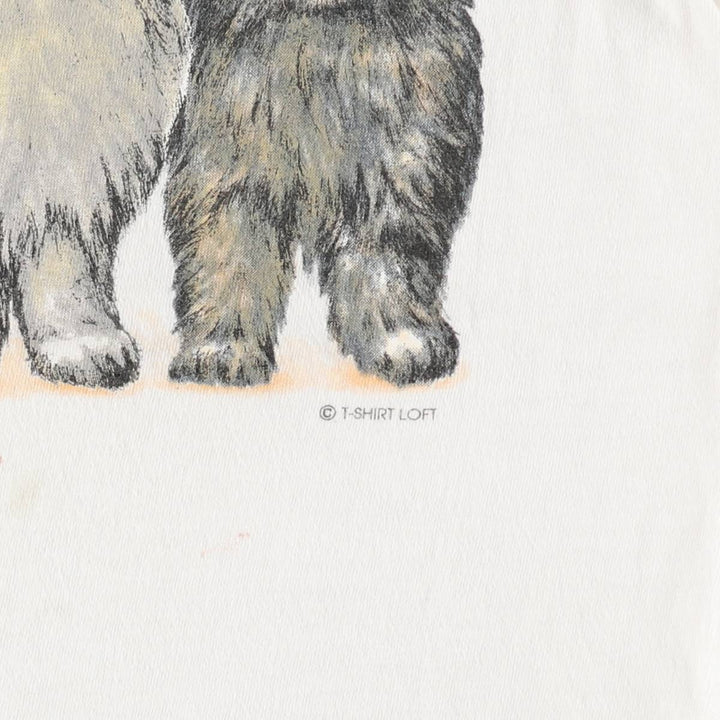 90'S ONEITA POWER-T Cat Pattern Animal T-Shirt Men's Size L (Equivalent) Vintage cotton white type Vintage Second Hand