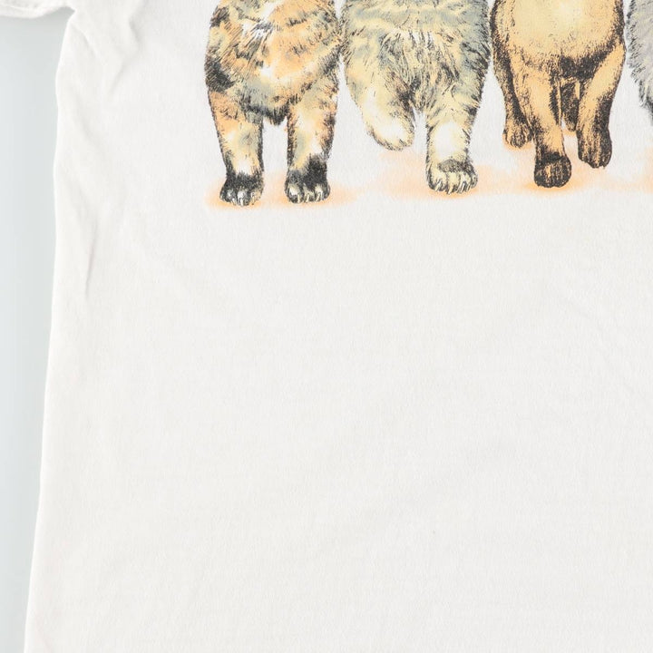 90'S ONEITA POWER-T Cat Pattern Animal T-Shirt Men's Size L (Equivalent) Vintage cotton white type Vintage Second Hand