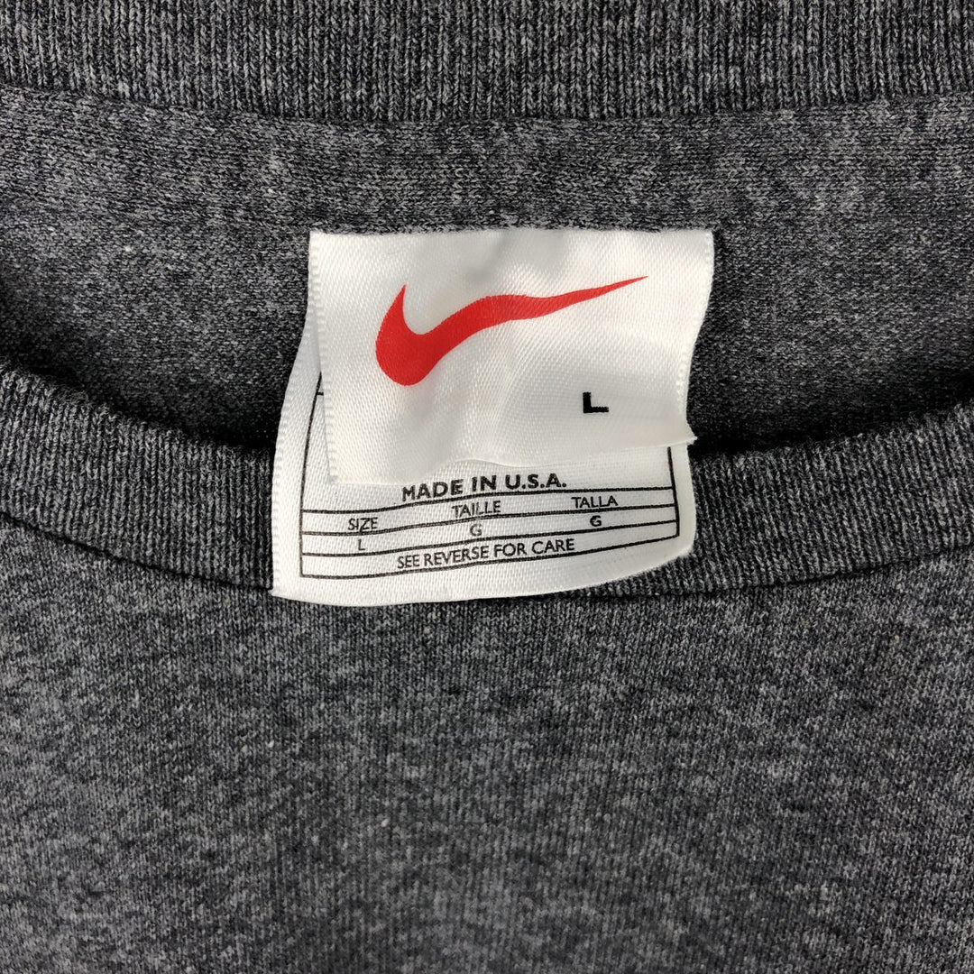 90'S Nike Logo Print T-Shirt, Made in USA, Men's Size L (approx.), Vintage cotton gray type Vintage Second Hand
