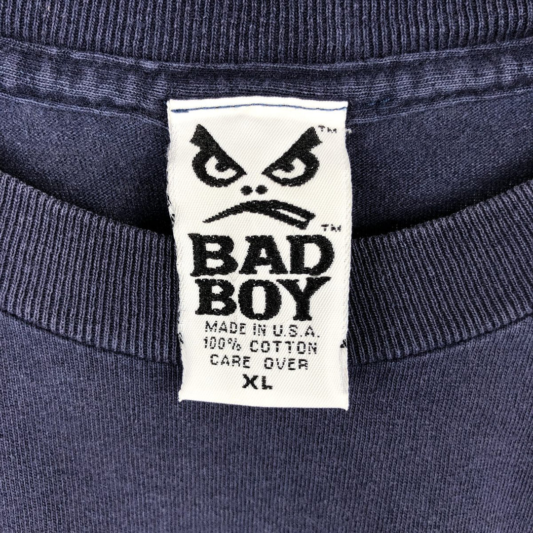 90'S Bad Boy surf/skate t-shirt, made in USA, men's size XL equivalent, vintage. cotton navy blue type Vintage Second Hand