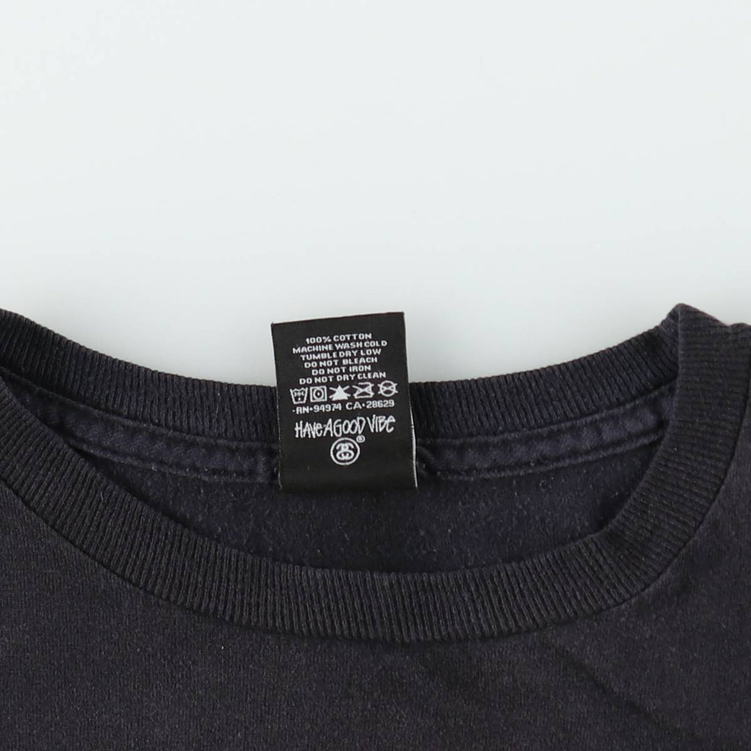 STUSSY surf skate T-shirt, size M for men cotton black type Vintage Second Hand