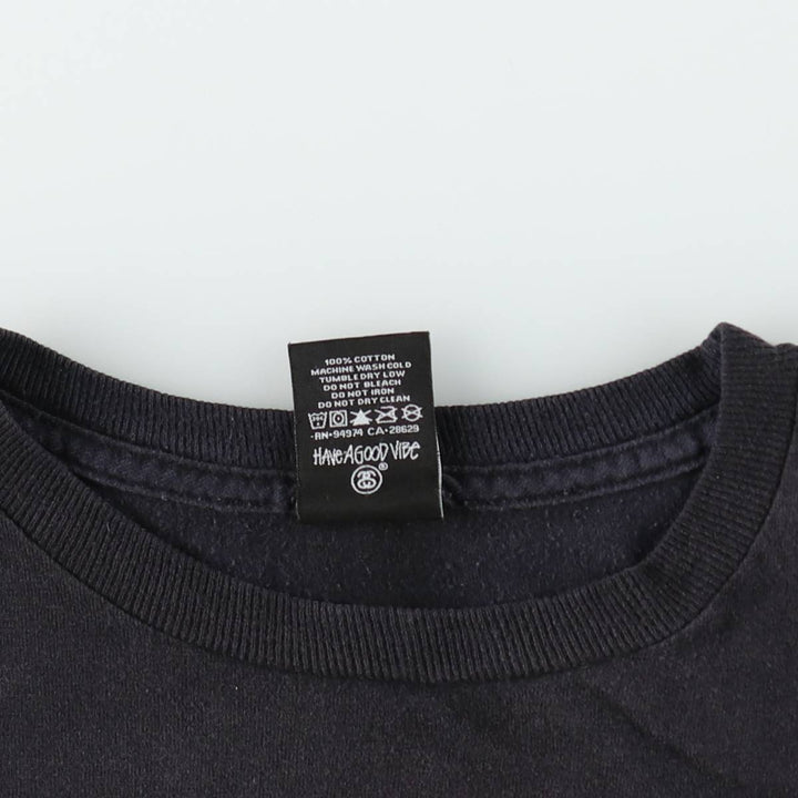 STUSSY surf skate T-shirt, size M for men cotton black type Vintage Second Hand