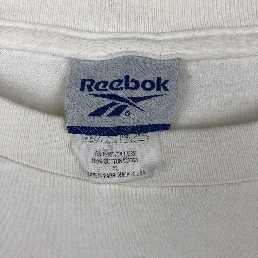 ~2000'S Reebok Logo Print T-Shirt, Made in USA, Men's Size XL cotton white type Vintage Second Hand