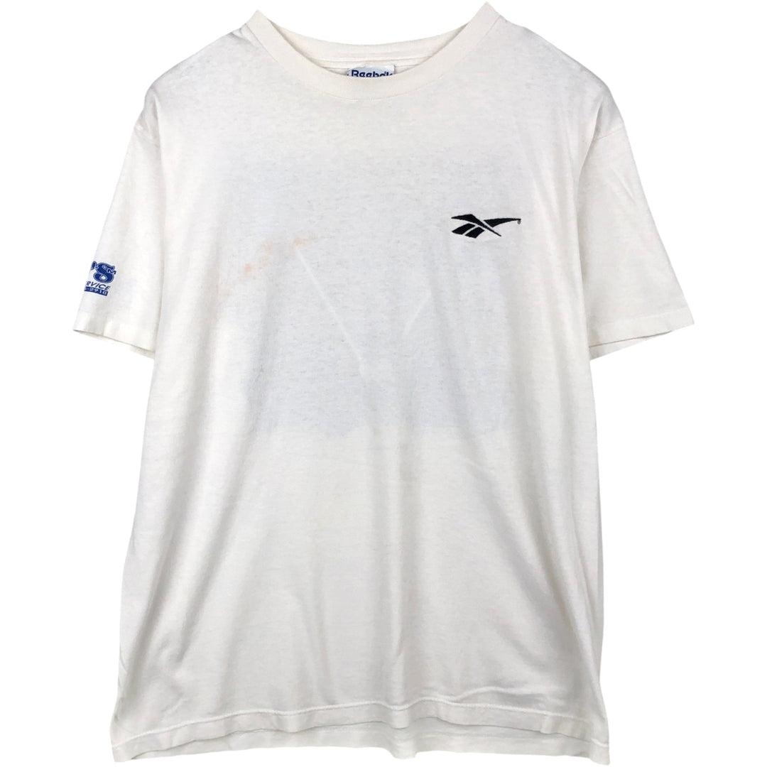 90'S Reebok Logo Print T-Shirt Made in USA Men's L Size Vintage cotton white type Vintage Second Hand