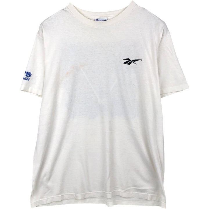 90'S Reebok Logo Print T-Shirt Made in USA Men's L Size Vintage cotton white type Vintage Second Hand