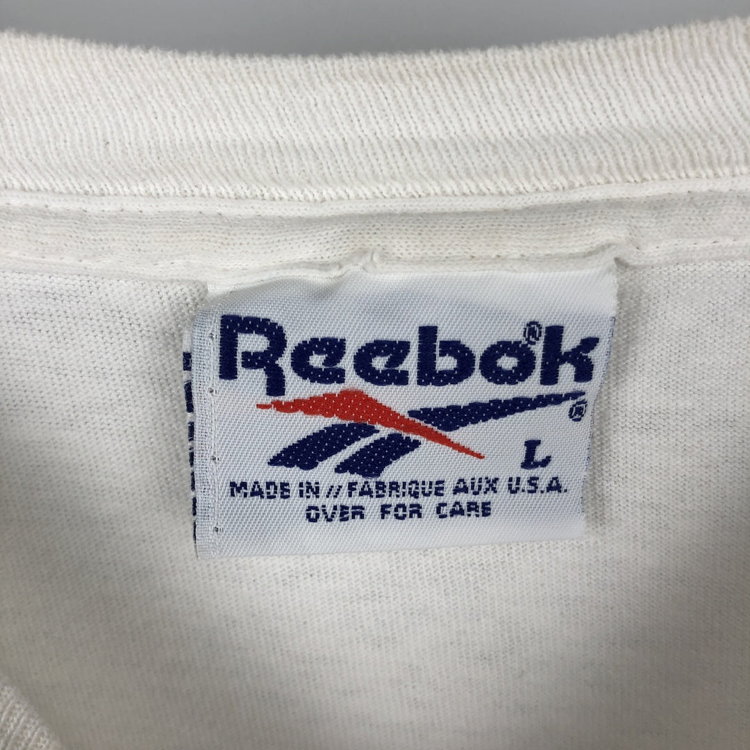 90'S Reebok Logo Print T-Shirt Made in USA Men's L Size Vintage cotton white type Vintage Second Hand