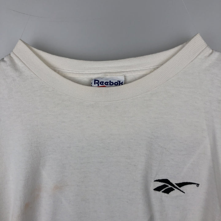 90'S Reebok Logo Print T-Shirt Made in USA Men's L Size Vintage cotton white type Vintage Second Hand