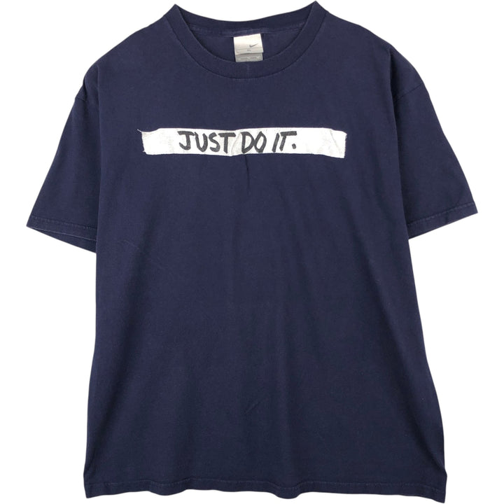 00'S Nike Sports Print T-shirt Men's XL size cotton navy blue type Vintage Second Hand