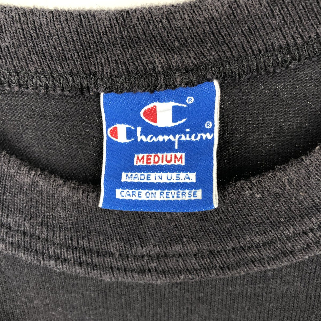 90'S Champion Logo Print T-Shirt Made in USA Men's M Size Vintage cotton black type Vintage Second Hand