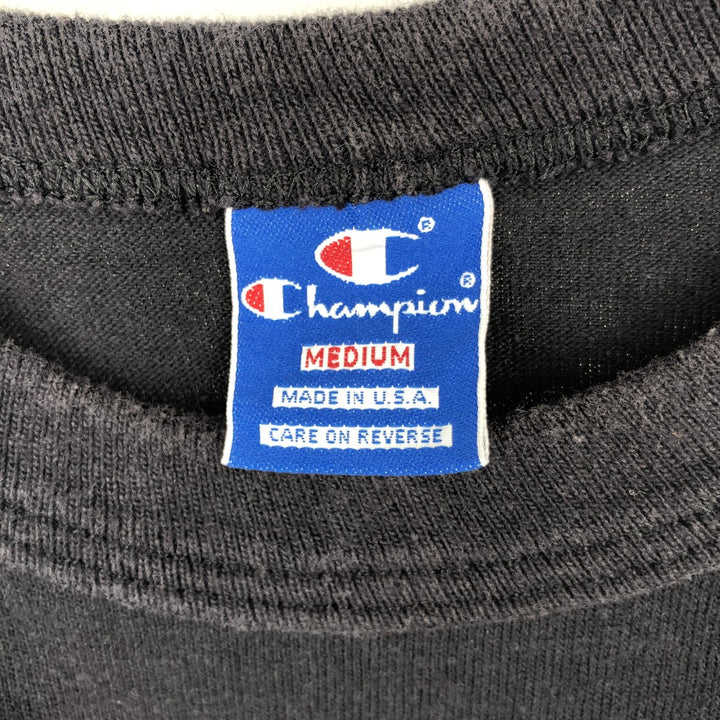 90'S Champion Logo Print T-Shirt Made in USA Men's M Size Vintage cotton black type Vintage Second Hand