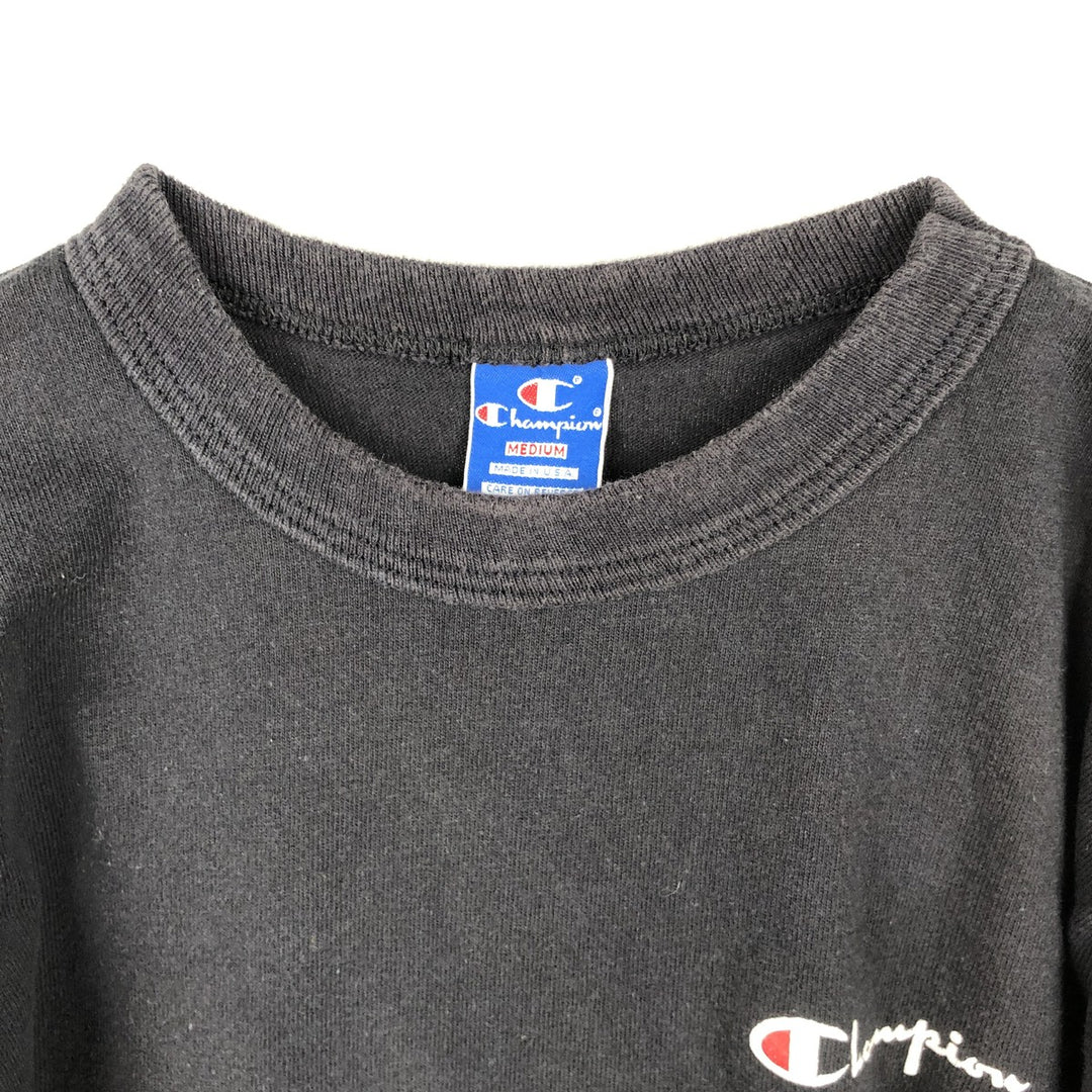 90'S Champion Logo Print T-Shirt Made in USA Men's M Size Vintage cotton black type Vintage Second Hand