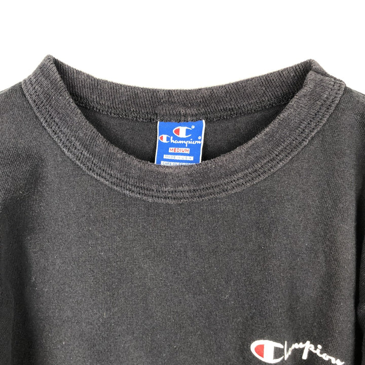 90'S Champion Logo Print T-Shirt Made in USA Men's M Size Vintage cotton black type Vintage Second Hand