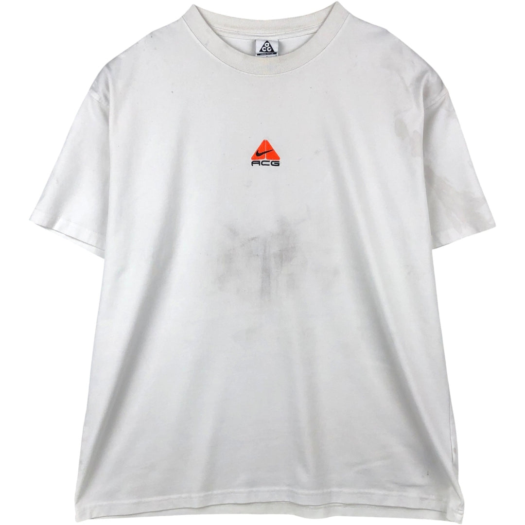 Nike ACG Loose Fit Logo T-Shirt, Men's Size L (approx.) polyester white type Vintage Second Hand