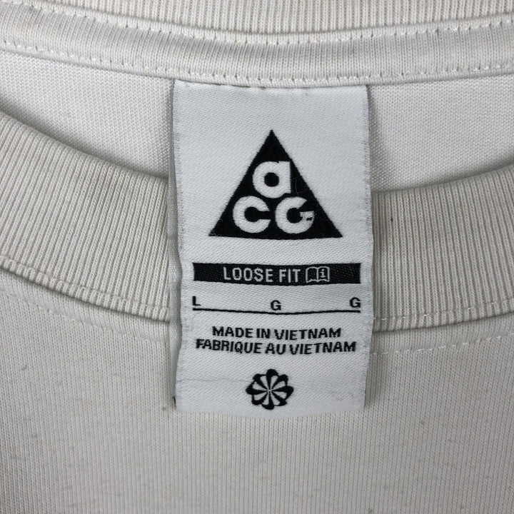 Nike ACG Loose Fit Logo T-Shirt, Men's Size L (approx.) polyester white type Vintage Second Hand