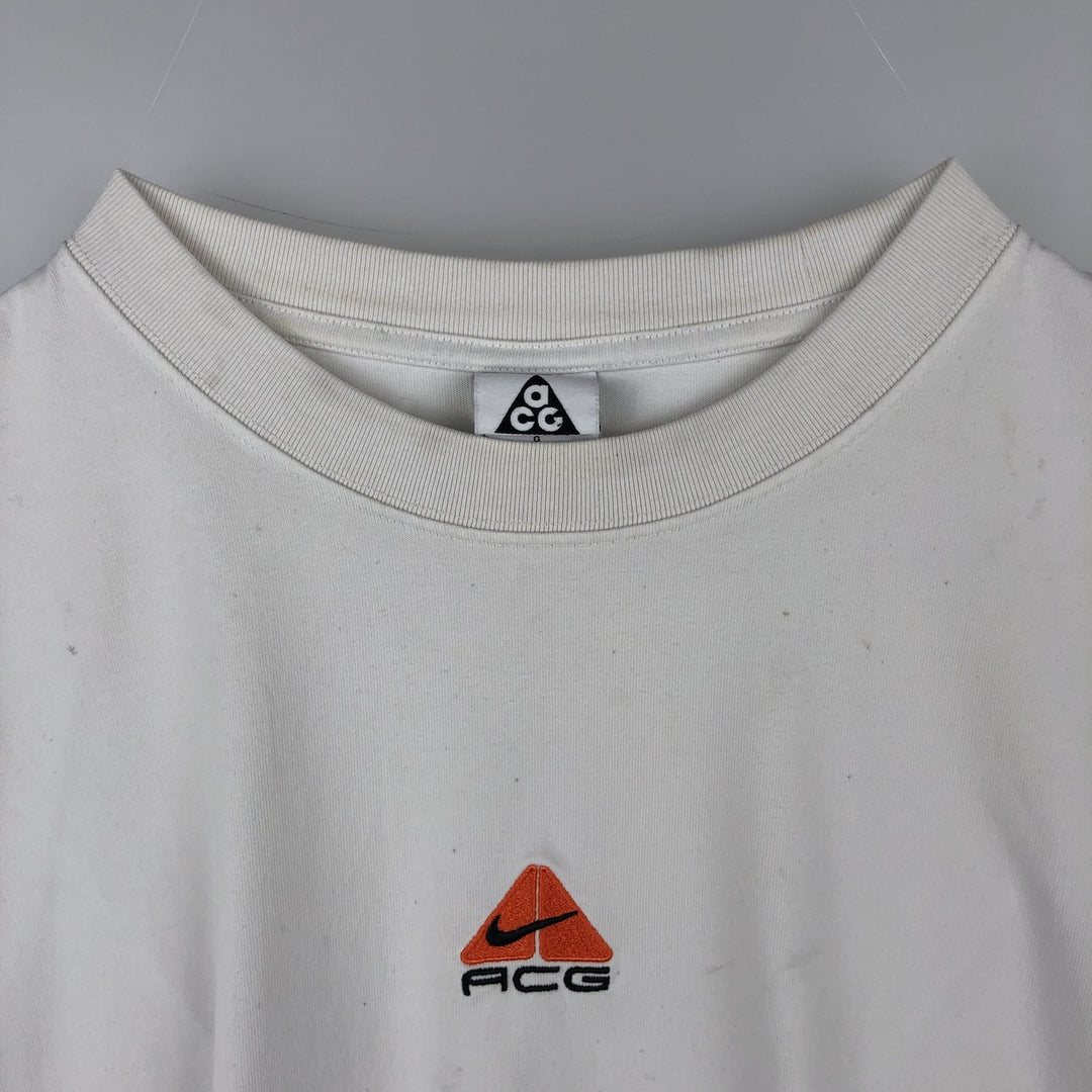 Nike ACG Loose Fit Logo T-Shirt, Men's Size L (approx.) polyester white type Vintage Second Hand