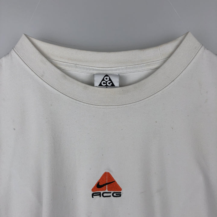 Nike ACG Loose Fit Logo T-Shirt, Men's Size L (approx.) polyester white type Vintage Second Hand