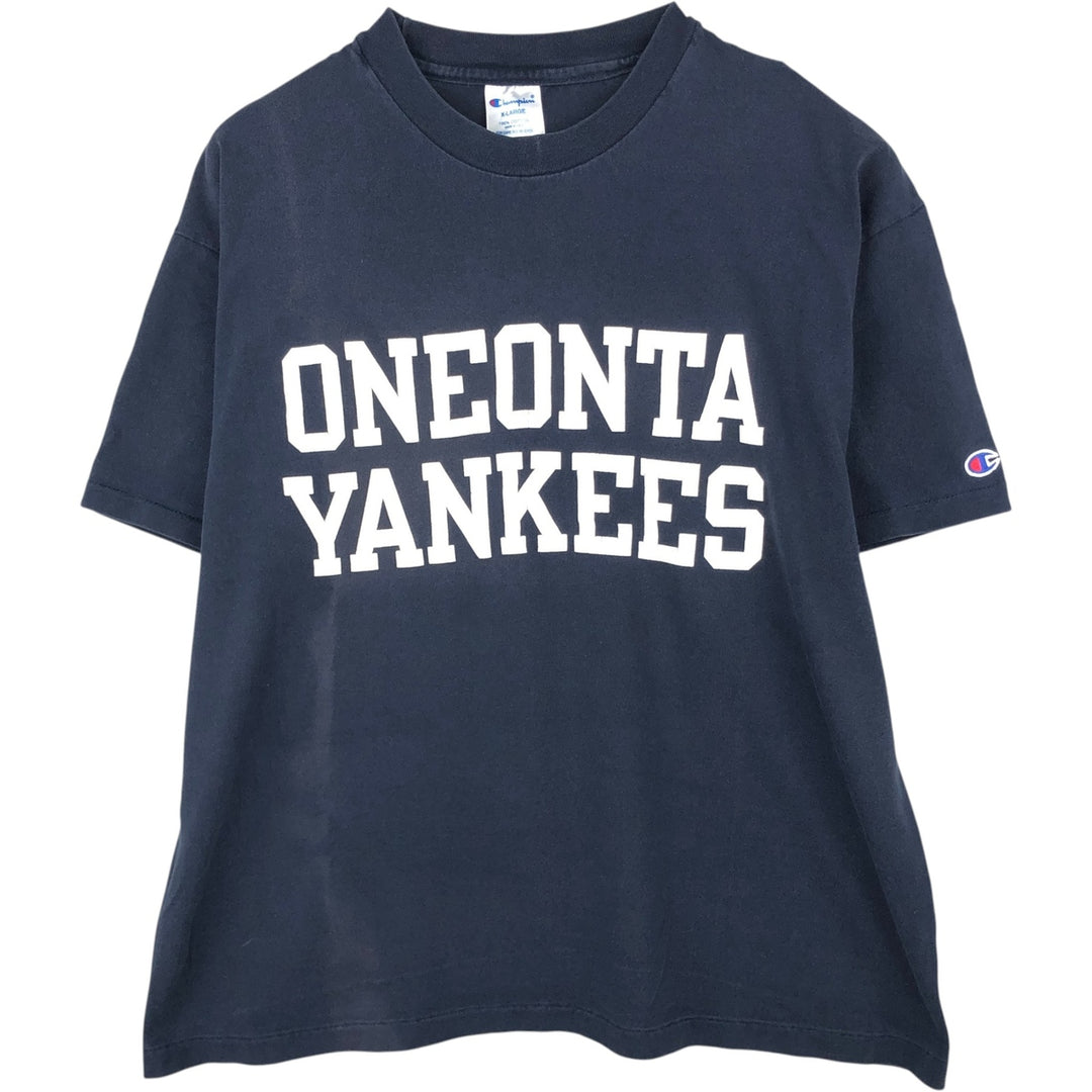 90'S Champion Logo Print T-Shirt Made in USA Men's XL Vintage cotton navy blue type Vintage Second Hand
