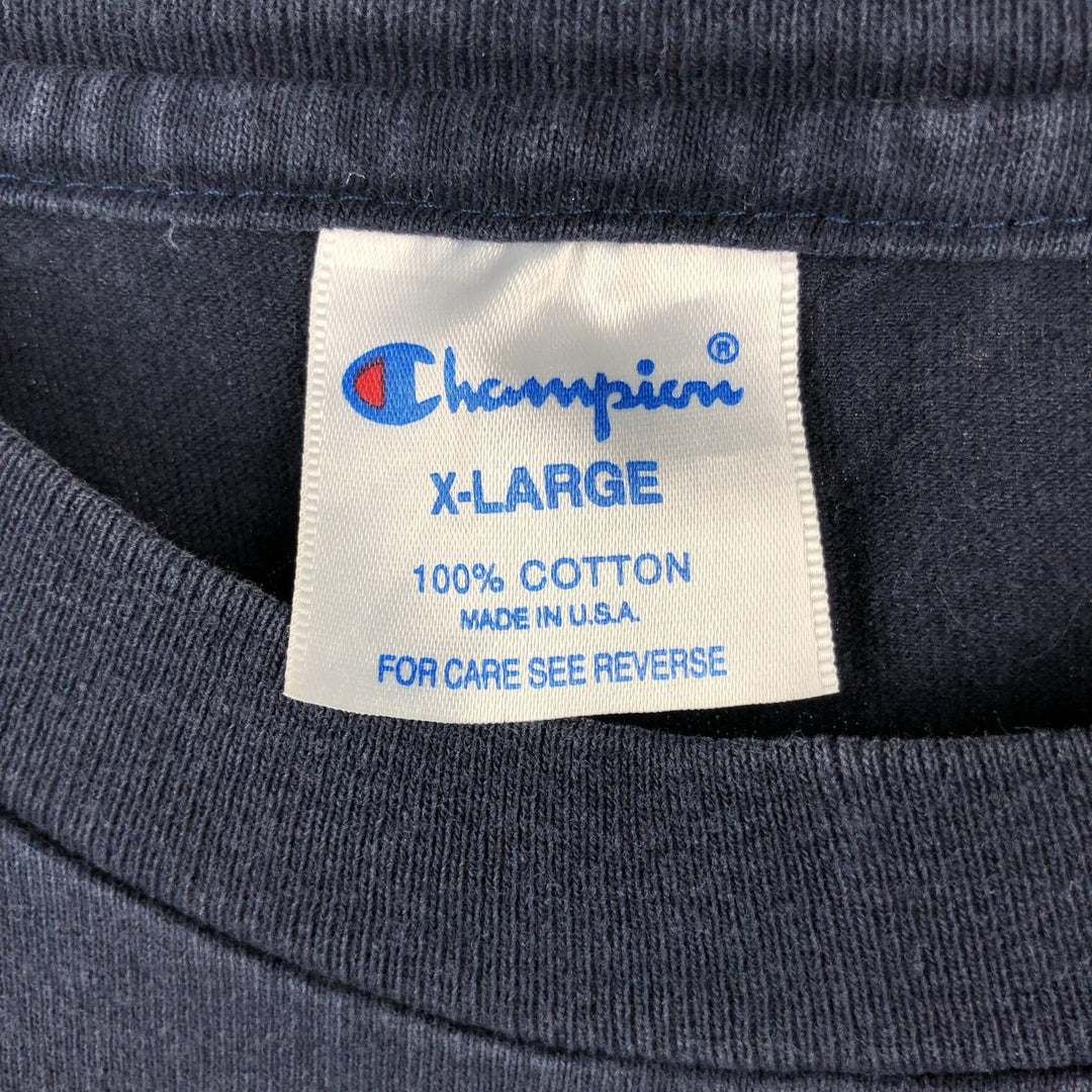 90'S Champion Logo Print T-Shirt Made in USA Men's XL Vintage cotton navy blue type Vintage Second Hand