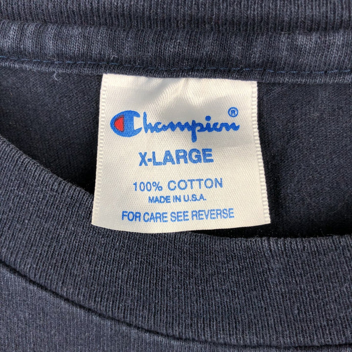 90'S Champion Logo Print T-Shirt Made in USA Men's XL Vintage cotton navy blue type Vintage Second Hand